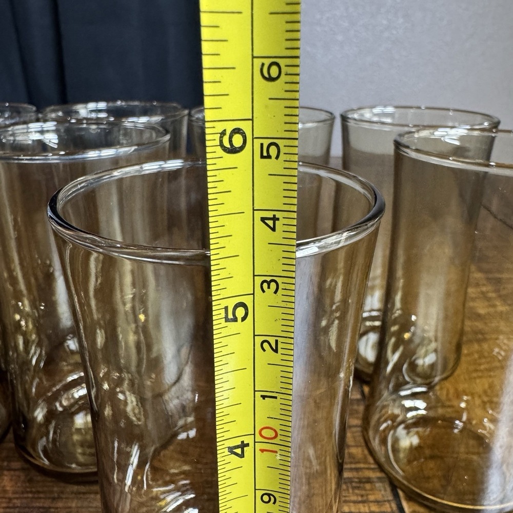Vtg‎ MCM 1970's 12oz Libbey Amber/Gold Bolero Tumblers/Drinking Glasses-Set of 8 - Picture 4 of 5